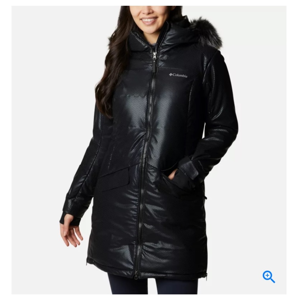 Columbia Barrett Spur Black Dot Parka Omni-Heat Womens Small Winter Coat NWT